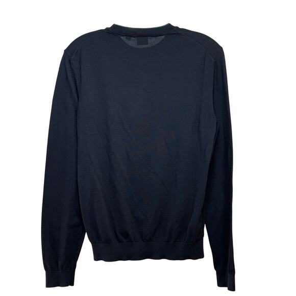 BOSS Hugo Boss Fabello Light Cotton Pullover Sweater LS Mens Medium Black Cotton - Picture 2 of 5